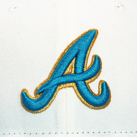 New Era 59Fifty Atlanta Braves 40th Anniversary Patch Hat - White, Neon Blue