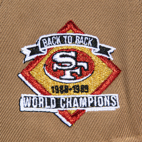 New Era 59Fifty San Francisco 49ers Back to Back Champions Patch Proto Hat - Khaki, Red