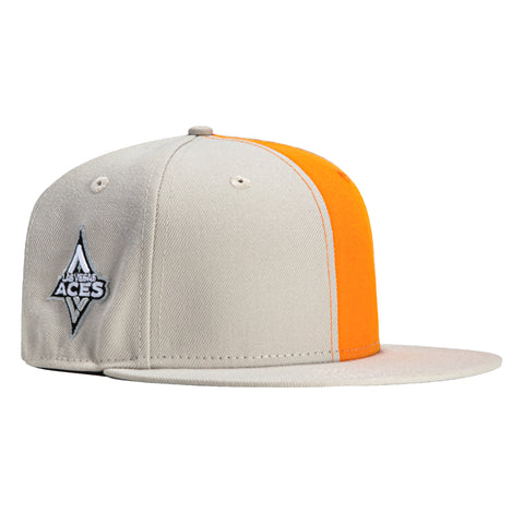 New Era 59Fifty Flawless Las Vegas Aces Logo Patch WNBA Logo Hat - Stone, Light Orange