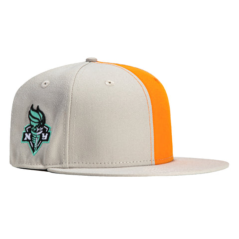 New Era 59Fifty Flawless New York Liberty Logo Patch WNBA Logo Hat - Stone, Light Orange