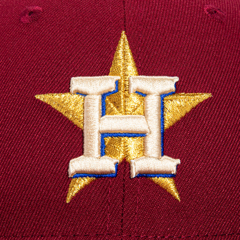 New Era 59Fifty Hispanic Houston Astros 2017 World Series Patch Hat - Cardinal, Metallic Gold