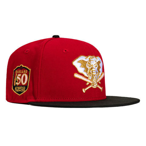 New Era 59Fifty Oakland Athletics 50th Anniversary Patch Alternate Hat - Red, Black