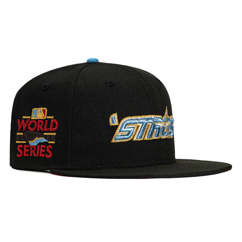 New Era 59Fifty Houston Astros 2022 World Series Patch 'Stros Hat - Black, Light Blue, Metallic Gold