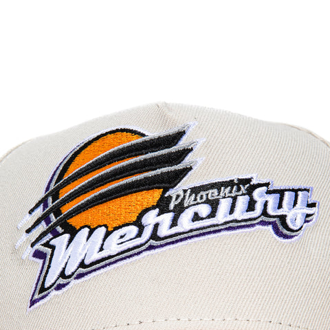 New Era 9Forty A-Frame Phoenix Mercury Diana Taurasi 3 Patch Snapback Hat - Stone, Burnt Orange