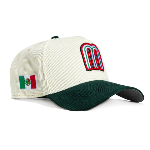 New Era 9Forty A-Frame Corduroy Mexico World Baseball Classic Snapback Hat - White, Green