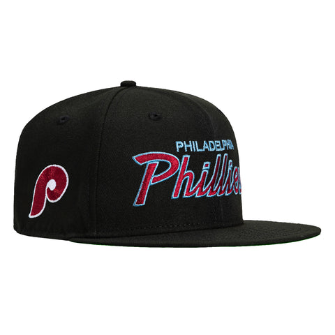 New Era 59Fifty Philadelphia Phillies Logo Patch Script Hat - Black