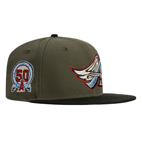 New Era 59Fifty Los Angeles Angels 50th Anniversary Patch Hat - Olive, Black