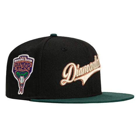 New Era 59Fifty Arizona Diamondbacks Inaugural Patch Script Hat - Black, Green, Metallic Copper