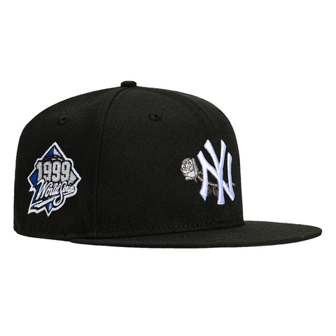 New Era 59Fifty New York Yankees 1999 World Series Patch Rose Hat - Black, Metallic Silver