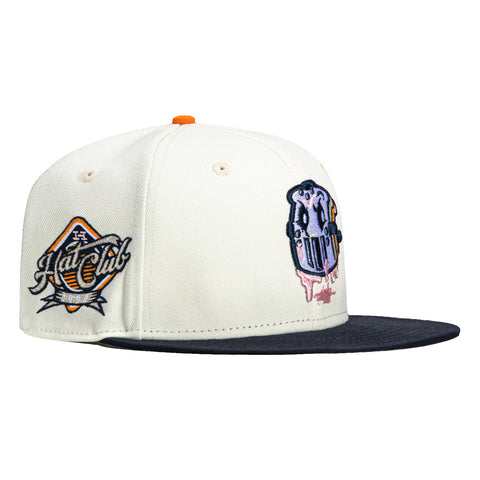 New Era 59Fifty PBJ Mask Hat Club Logo Patch Hat - White, Navy, Orange