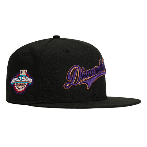 New Era 59Fifty Arizona Diamondbacks 2001 World Series Patch Script Hat - Black, Purple, Metallic Copper