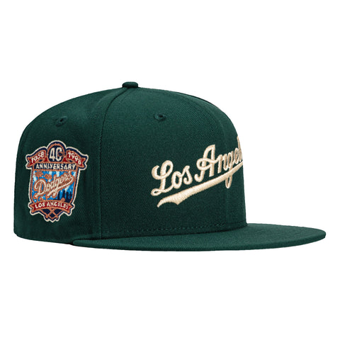 New Era 59Fifty Los Angeles Dodgers 40th Anniversary Patch Script Hat - Green, Ivory