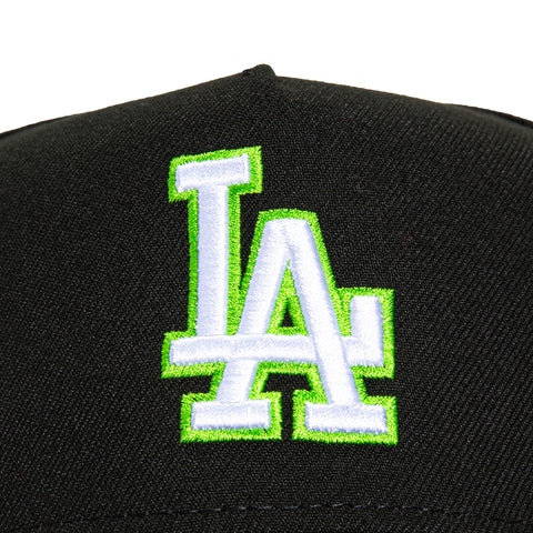 New Era 9Forty A-Frame Los Angeles Dodgers 50th Anniversary Stadium Patch Snapback Hat - Black, White, Green