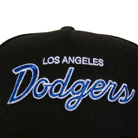 New Era 9Fifty A-Frame Los Angeles Dodgers Logo Patch Script Snapback Hat - Black