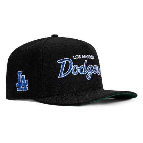 New Era 9Fifty A-Frame Los Angeles Dodgers Logo Patch Script Snapback Hat - Black