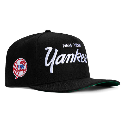 New Era 9Fifty A-Frame New York Yankees Logo Patch Script Snapback Hat - Black