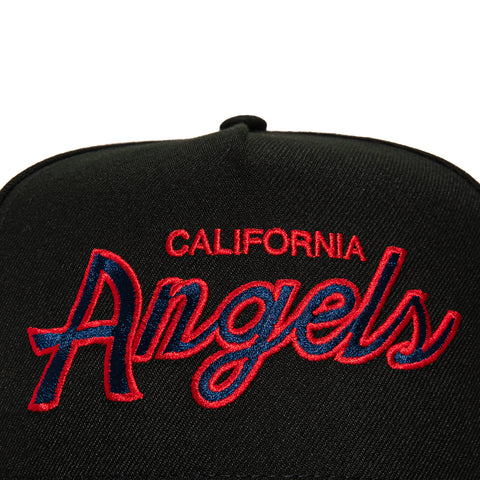 New Era 9Fifty A-Frame Los Angeles Angels Logo Patch Script Snapback Hat - Black