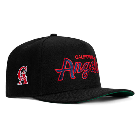 New Era 9Fifty A-Frame Los Angeles Angels Logo Patch Script Snapback Hat - Black