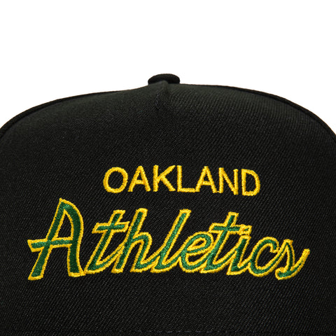 New Era 9Fifty A-Frame Oakland Athletics Logo Patch Script Snapback Hat - Black