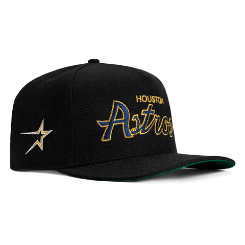 New Era 9Fifty A-Frame Houston Astros Logo Patch Script Snapback Hat - Black