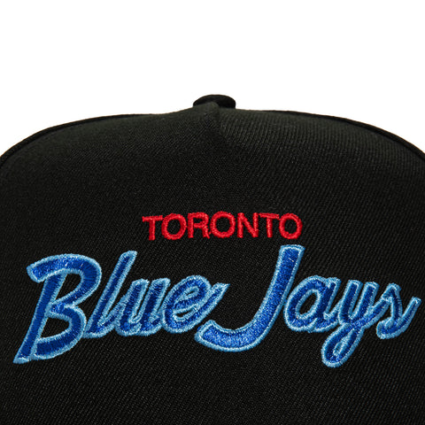 New Era 9Fifty A-Frame Toronto Blue Jays Logo Patch Script Snapback Hat - Black