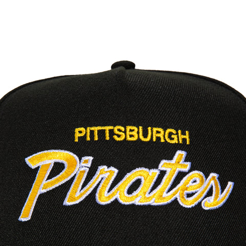 New Era 9Fifty A-Frame Pittsburgh Pirates Logo Patch Script Snapback Hat - Black