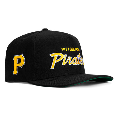 New Era 9Fifty A-Frame Pittsburgh Pirates Logo Patch Script Snapback Hat - Black