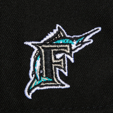 New Era 9Fifty A-Frame Miami Marlins Logo Patch Script Snapback Hat - Black