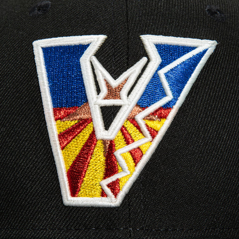 New Era 59Fifty Arizona Diamondbacks 25th Anniversary Patch Upside Down Flag Hat - Black, Royal, Red, Metallic Copper