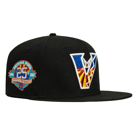 New Era 59Fifty Arizona Diamondbacks 25th Anniversary Patch Upside Down Flag Hat - Black, Royal, Red, Metallic Copper