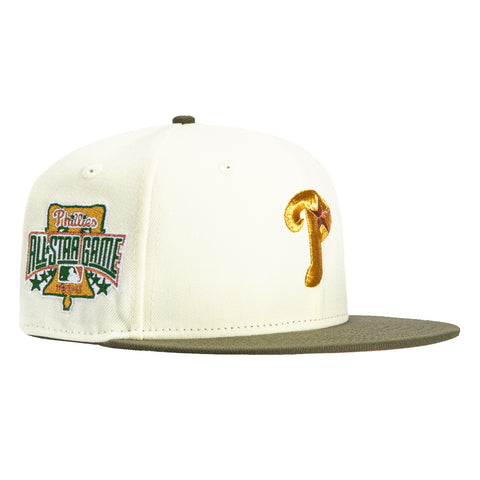 New Era 59Fifty Philadelphia Phillies 1996 All Star Game Patch Alternate Hat - White, Olive, Metallic Gold