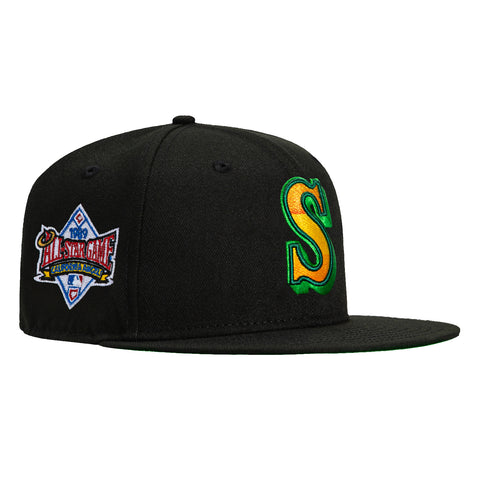 New Era 59Fifty Seattle Mariners 1989 All Star Game Patch Gradient Hat - Black, Light Orange, Green