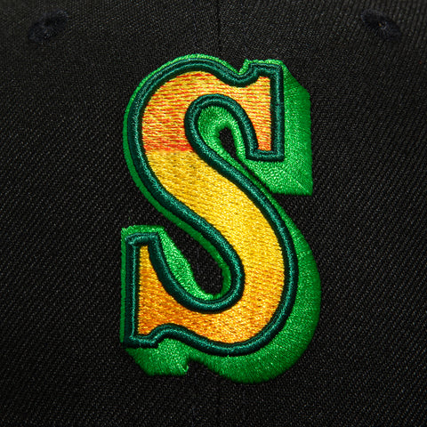 New Era 59Fifty Seattle Mariners 1989 All Star Game Patch Gradient Hat - Black, Light Orange, Green