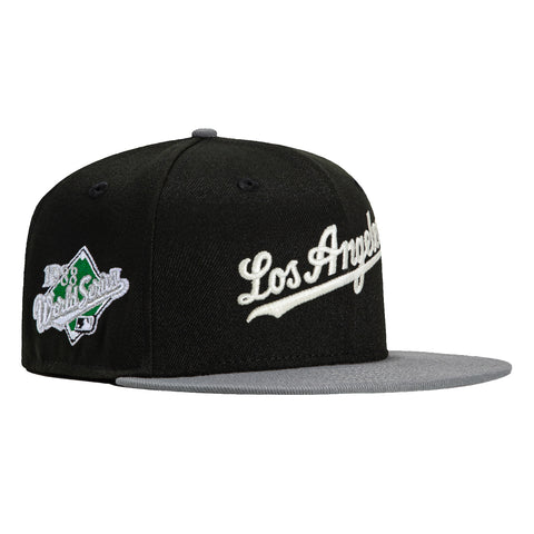 New Era 59Fifty Los Angeles Dodgers 1988 World Series Patch Script Hat - Black, Storm Grey