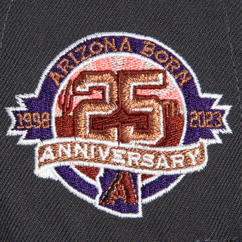 New Era 59Fifty Arizona Diamondbacks 25th Anniversary Patch Upside Down Flag Hat - Graphite, Purple, Infrared