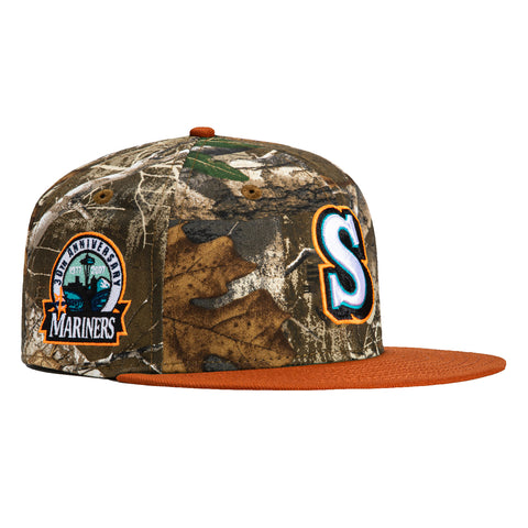 New Era 59Fifty Seattle Mariners 30th Anniversary Patch Hat - Realtree, Burnt Orange