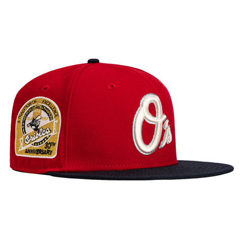 New Era 59Fifty Roll Out Pack Baltimore Orioles 30th Anniversary Champions Patch Alternate Hat - Red, Navy