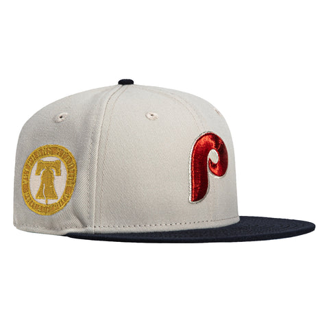 New Era 59Fifty Roll Out Pack Philadelphia Phillies Veterans Stadium Patch Hat - Stone, Navy, Red