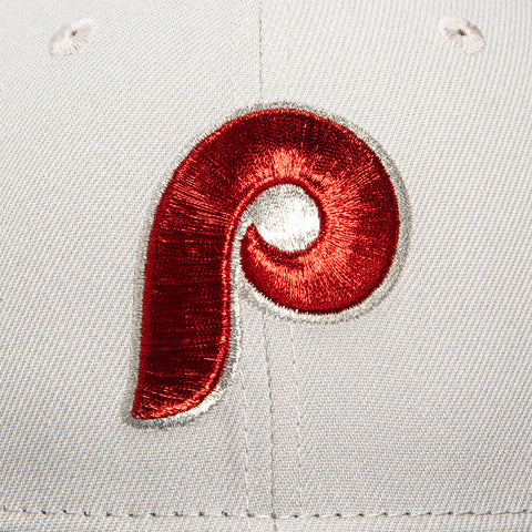 New Era 59Fifty Roll Out Pack Philadelphia Phillies Veterans Stadium Patch Hat - Stone, Navy, Red