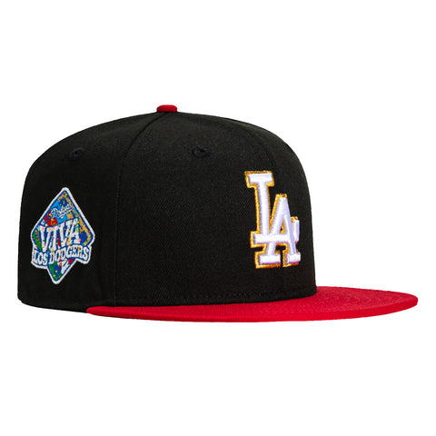 New Era 59Fifty Los Angeles Dodgers Viva Los Dodgers Patch Hat - Black, Red, Metallic Gold