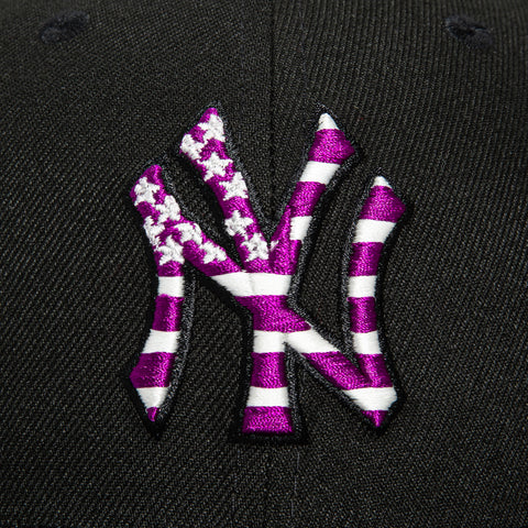 New Era 59Fifty New York Yankees 1949 World Series Patch Flag Hat - Black, Purple, White