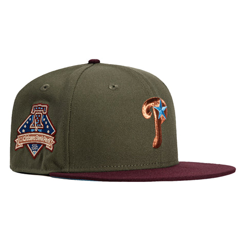 New Era 59Fifty Philadelphia Phillies Citizens Bank Park Patch Alternate Hat - Olive, Maroon