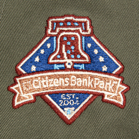 New Era 59Fifty Philadelphia Phillies Citizens Bank Park Patch Alternate Hat - Olive, Maroon