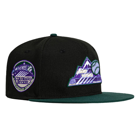 New Era 59Fifty Colorado Rockies 10th Anniversary Patch Brick Mountain Hat - Black, Green