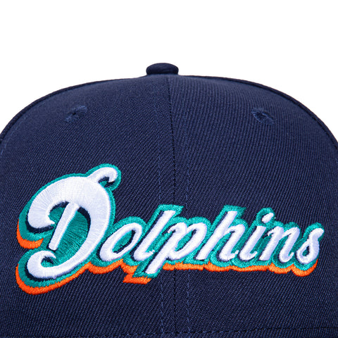 New Era 59Fifty Miami Dolphins 50th Anniversary Patch Script Hat - Light Navy