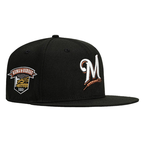 New Era 59Fifty Milwaukee Brewers Home to Heroes Patch Hat - Black, Ivory, Metallic Copper