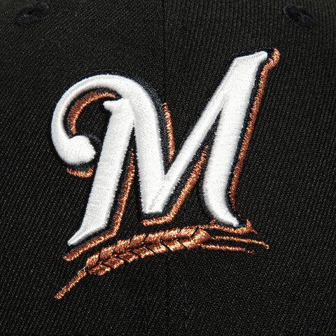 New Era 59Fifty Milwaukee Brewers Home to Heroes Patch Hat - Black, Ivory, Metallic Copper