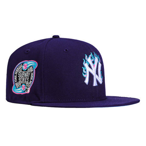 New Era 59Fifty Fire Pack New York Yankees 2000 World Series Subway Series Patch Hat - Purple