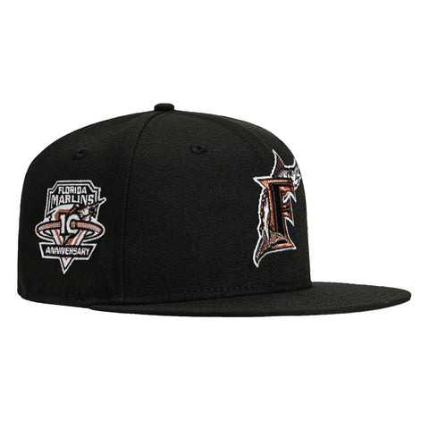 New Era 59Fifty Miami Marlins 10th Anniversary Patch Hat - Black, Ivory, Metallic Copper