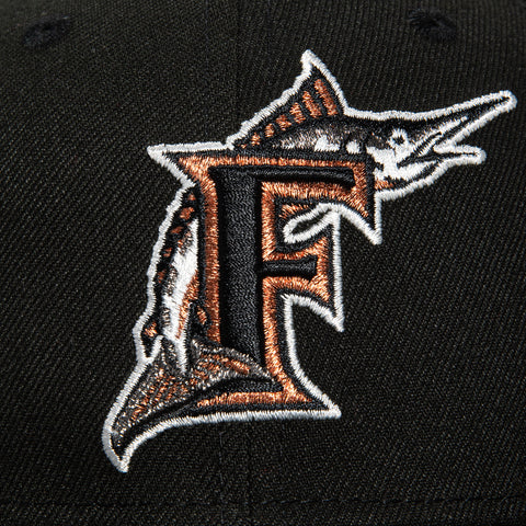 New Era 59Fifty Miami Marlins 10th Anniversary Patch Hat - Black, Ivory, Metallic Copper